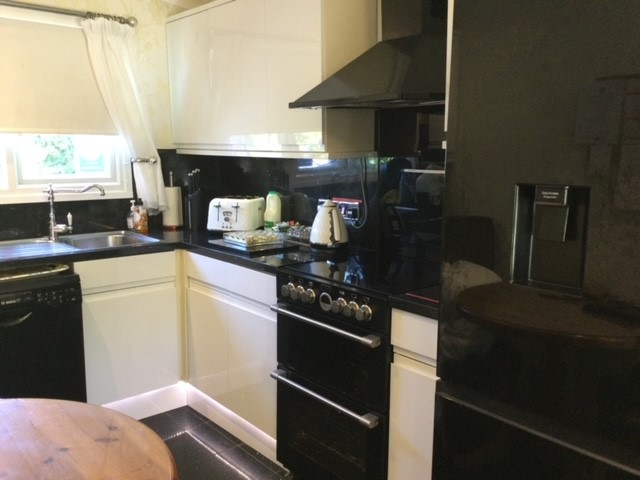 the Kitchen at Hollyhocks Bungalow Holiday Accommodation Welcombe North Devon